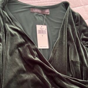 Lauren Ralph Lauren Velvet Green High Low Dress